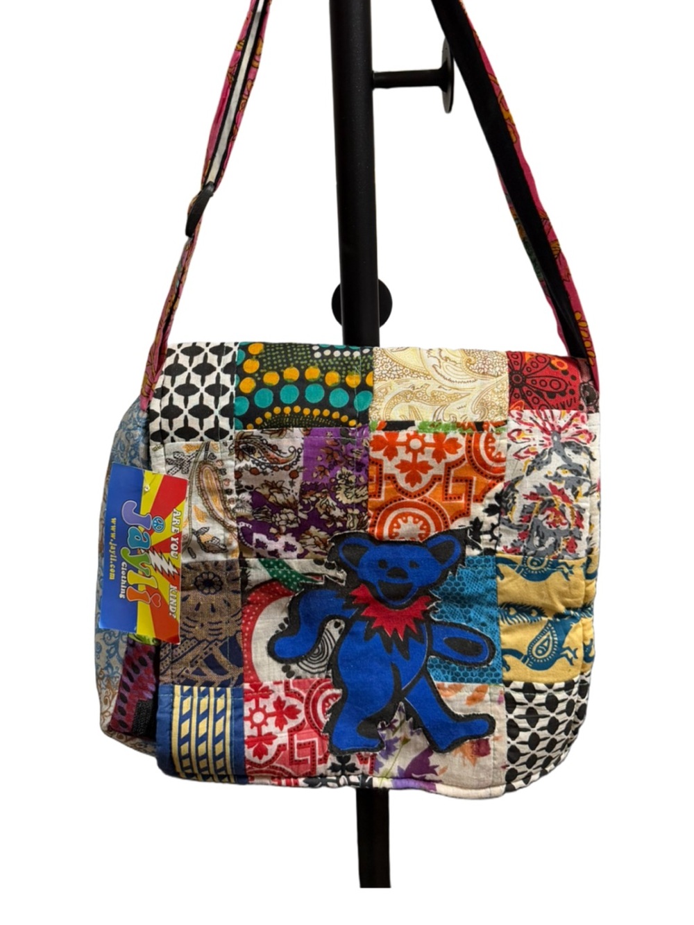 Blue Bear Appliqué Boho Bag